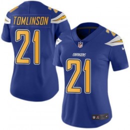 Chargers #21 LaDainian Tomlinson Electric Blue Women's Stitched NFL Limited Rush Jersey
