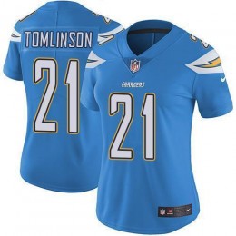 Chargers #21 LaDainian Tomlinson Electric Blue Alternate Women's Stitched NFL Vapor Untouchable Limited Jersey