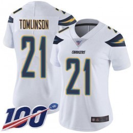 Chargers #21 LaDainian Tomlinson White Women's Stitched NFL 100th Season Vapor Limited Jersey