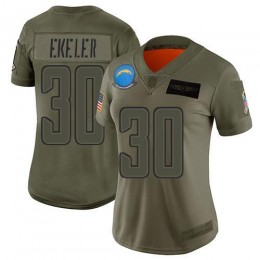 Chargers #30 Austin Ekeler Camo Women's Stitched NFL Limited 2019 Salute To Service Jersey