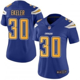 Chargers #30 Austin Ekeler Electric Blue Women's Stitched NFL Limited Rush Jersey