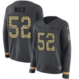 Chargers #52 Khalil Mack Anthracite Salute To Service Women's Stitched NFL Limited Therma Long Sleeve Jersey