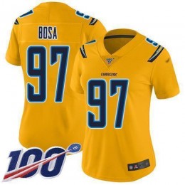 Chargers #97 Joey Bosa Gold Women's Stitched NFL Limited Inverted Legend 100th Season Jersey