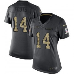 Los Angeles Chargers #14 Dan Fouts Black Women's Stitched NFL Limited 2016 Salute to Service Jersey