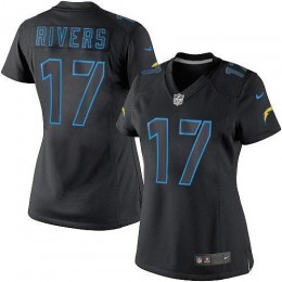 Los Angeles Chargers #17 Philip Rivers Black Impact Women's Stitched NFL Limited Jersey