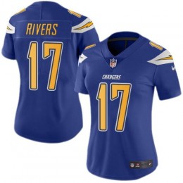 Los Angeles Chargers #17 Philip Rivers Electric Blue Women's Stitched NFL Limited Rush Jersey