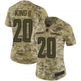 Los Angeles Chargers #20 Desmond King II Camo Women's Stitched NFL Limited 2018 Salute to Service Jersey