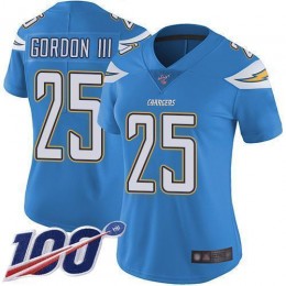 Los Angeles Chargers #25 Melvin Gordon III Electric Blue Alternate Women's Stitched NFL 100th Season Vapor Limited Jersey