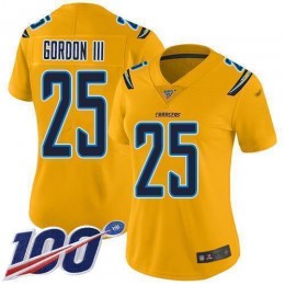 Los Angeles Chargers #25 Melvin Gordon III Gold Women's Stitched NFL Limited Inverted Legend 100th Season Jersey