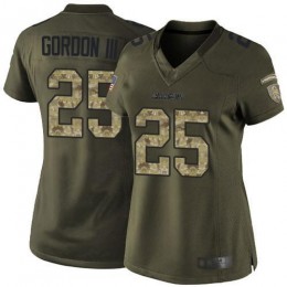 Los Angeles Chargers #25 Melvin Gordon III Green Women's Stitched NFL Limited 2015 Salute to Service Jersey