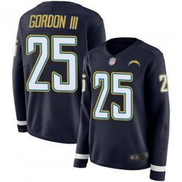 Los Angeles Chargers #25 Melvin Gordon III Navy Blue Team Color Women's Stitched NFL Limited Therma Long Sleeve Jersey