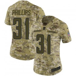 Los Angeles Chargers #31 Adrian Phillips Camo Women's Stitched NFL Limited 2018 Salute to Service Jersey