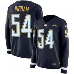Los Angeles Chargers #54 Melvin Ingram Navy Blue Team Color Women's Stitched NFL Limited Therma Long Sleeve Jersey