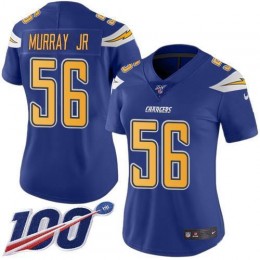 Los Angeles Chargers #56 Kenneth Murray Jr Electric Blue Women's Stitched NFL Limited Rush 100th Season Jersey