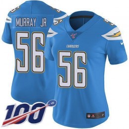 Los Angeles Chargers #56 Kenneth Murray Jr Electric Blue Alternate Women's Stitched NFL 100th Season Vapor Untouchable Limited Jersey