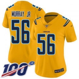 Los Angeles Chargers #56 Kenneth Murray Jr Gold Women's Stitched NFL Limited Inverted Legend 100th Season Jersey