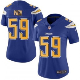Los Angeles Chargers #59 Nick Vigil Electric Blue Women's Stitched NFL Limited Rush Jersey