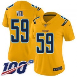 Los Angeles Chargers #59 Nick Vigil Gold Women's Stitched NFL Limited Inverted Legend 100th Season Jersey