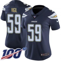 Los Angeles Chargers #59 Nick Vigil Navy Blue Team Color Women's Stitched NFL 100th Season Vapor Untouchable Limited Jersey