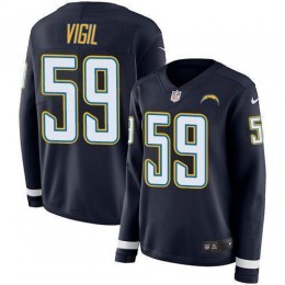 Los Angeles Chargers #59 Nick Vigil Navy Blue Team Color Women's Stitched NFL Limited Therma Long Sleeve Jersey