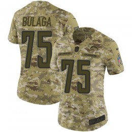 Los Angeles Chargers #75 Bryan Bulaga Camo Women's Stitched NFL Limited 2018 Salute To Service Jersey