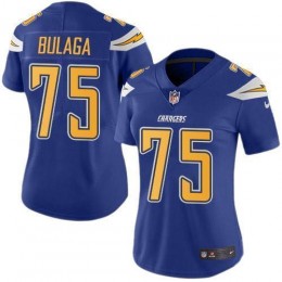 Los Angeles Chargers #75 Bryan Bulaga Electric Blue Women's Stitched NFL Limited Rush Jersey
