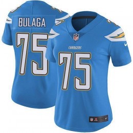 Los Angeles Chargers #75 Bryan Bulaga Electric Blue Alternate Women's Stitched NFL Vapor Untouchable Limited Jersey