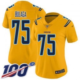 Los Angeles Chargers #75 Bryan Bulaga Gold Women's Stitched NFL Limited Inverted Legend 100th Season Jersey