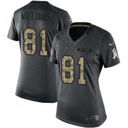 Los Angeles Chargers #81 Mike Williams Black Women's Stitched NFL Limited 2016 Salute to Service Jersey