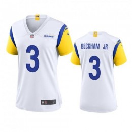 Los Angeles Los Angeles Rams #3 Odell Beckham Jr. Women's Alternate Game NFL Jersey-White Womens