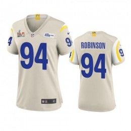Los Angeles Los Angeles Rams #94 A'Shawn Robinson Women's Super Bowl LVI Patch Game NFL Jersey-Bone Womens