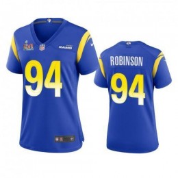 Los Angeles Los Angeles Rams #94 A'Shawn Robinson Women's Super Bowl LVI Patch Game NFL Jersey-Royal Womens