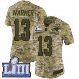 Los Angeles Rams #13 Kurt Warner Camo Super Bowl LIII Bound Women's Stitched NFL Limited 2018 Salute to Service Jersey