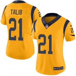Los Angeles Rams #21 Aqib Talib Gold Women's Stitched NFL Limited Rush Jersey