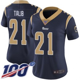 Los Angeles Rams #21 Aqib Talib Navy Blue Team Color Women's Stitched NFL 100th Season Vapor Limited Jersey