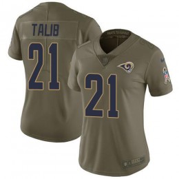 Los Angeles Rams #21 Aqib Talib Olive Women's Stitched NFL Limited 2017 Salute to Service Jersey