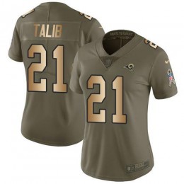 Los Angeles Rams #21 Aqib Talib Olive/Gold Women's Stitched NFL Limited 2017 Salute to Service Jersey