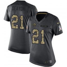 Los Angeles Rams #21 Donte Deayon Black Women's Stitched NFL Limited 2016 Salute to Service Jersey