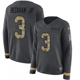 Los Angeles Rams #3 Odell Beckham Jr. Anthracite Salute to Service Women's Stitched NFL Limited Therma Long Sleeve Jersey