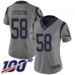 Los Angeles Rams #58 Cory Littleton Gray Women's Stitched NFL Limited Inverted Legend 100th Season Jersey