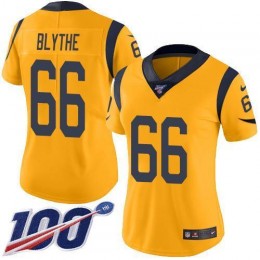 Los Angeles Rams #66 Austin Blythe Gold Women's Stitched NFL Limited Rush 100th Season Jersey