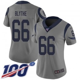 Los Angeles Rams #66 Austin Blythe Gray Women's Stitched NFL Limited Inverted Legend 100th Season Jersey