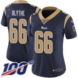 Los Angeles Rams #66 Austin Blythe Navy Blue Team Color Women's Stitched NFL 100th Season Vapor Untouchable Limited Jersey