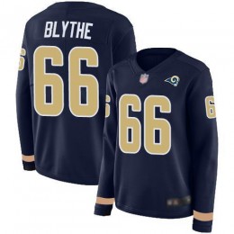 Los Angeles Rams #66 Austin Blythe Navy Blue Team Color Women's Stitched NFL Limited Therma Long Sleeve Jersey