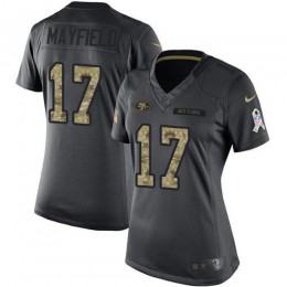 Rams #17 Baker Mayfield Black Women's Stitched NFL Limited 2016 Salute To Service Jersey
