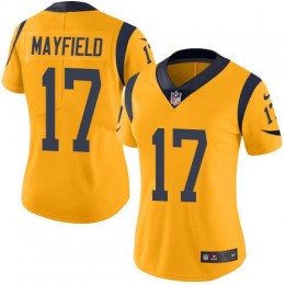 Rams #17 Baker Mayfield Gold Women's Stitched NFL Limited Rush Jersey