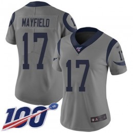 Rams #17 Baker Mayfield Gray Women's Stitched NFL Limited Inverted Legend 100th Season Jersey