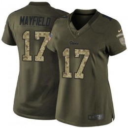 Rams #17 Baker Mayfield Green Women's Stitched NFL Limited 2015 Salute To Service Jersey