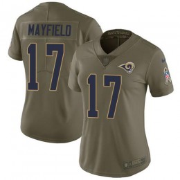 Rams #17 Baker Mayfield Olive Women's Stitched NFL Limited 2017 Salute To Service Jersey