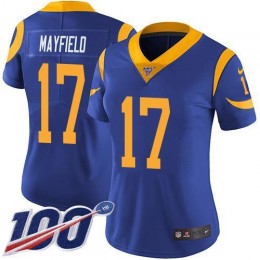 Rams #17 Baker Mayfield Royal Blue Alternate Women's Stitched NFL 100th Season Vapor Untouchable Limited Jersey